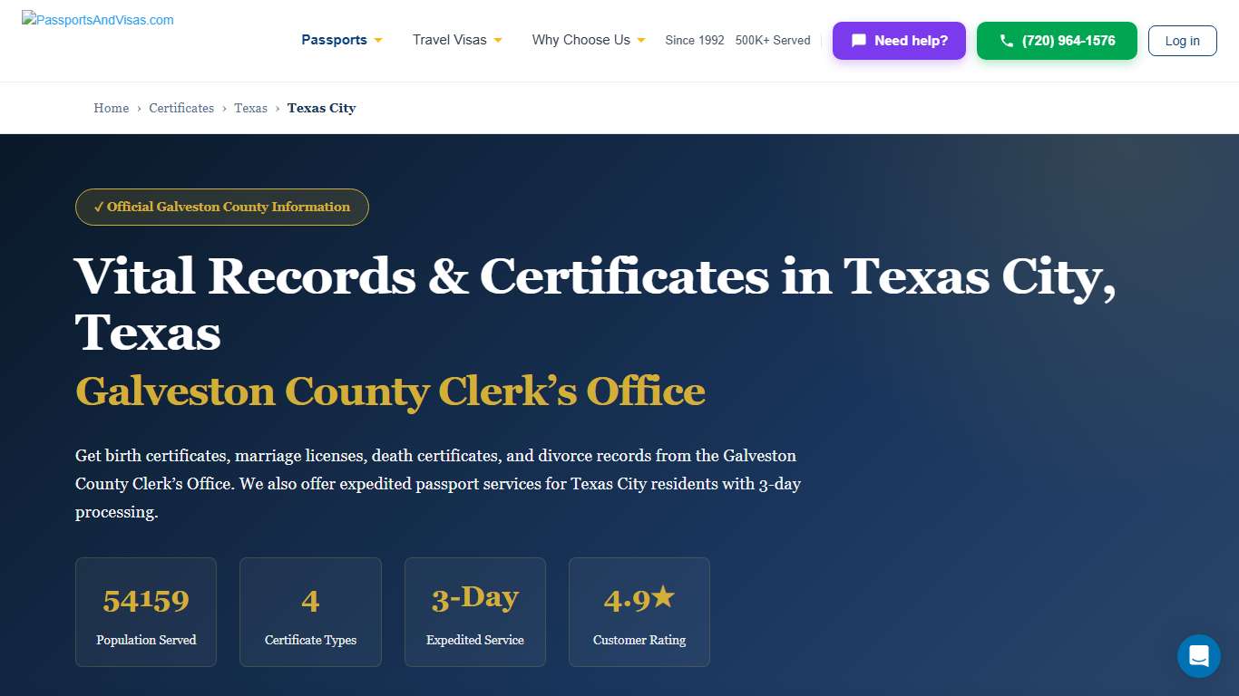 Birth, Marriage & Death Certificates in Texas City, TX | Galveston County Vital Records